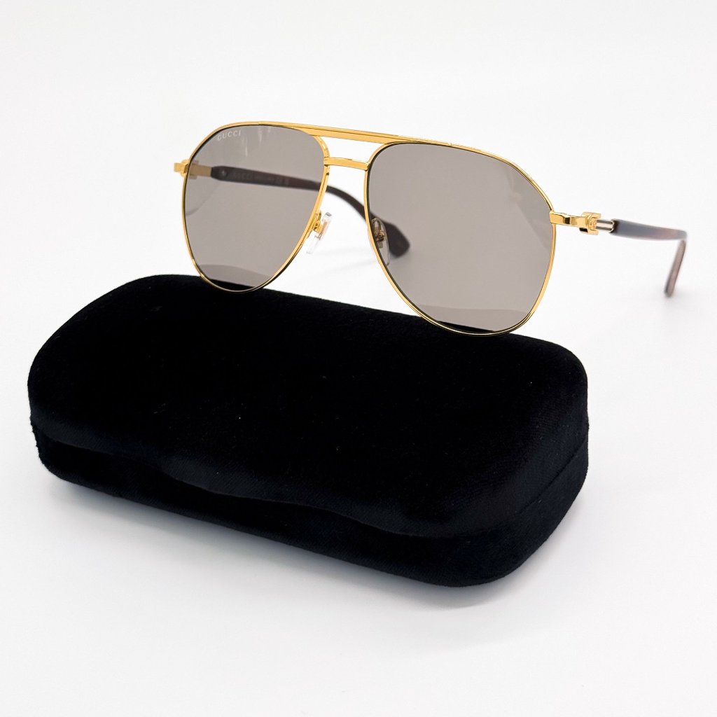 New Gucci Sunglasses Gg1220s 002 Gold/Gray Men Eyewear Gucci